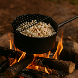 Popcornpanna – Robust Panna i Kolstål för Eldstad & Camping
